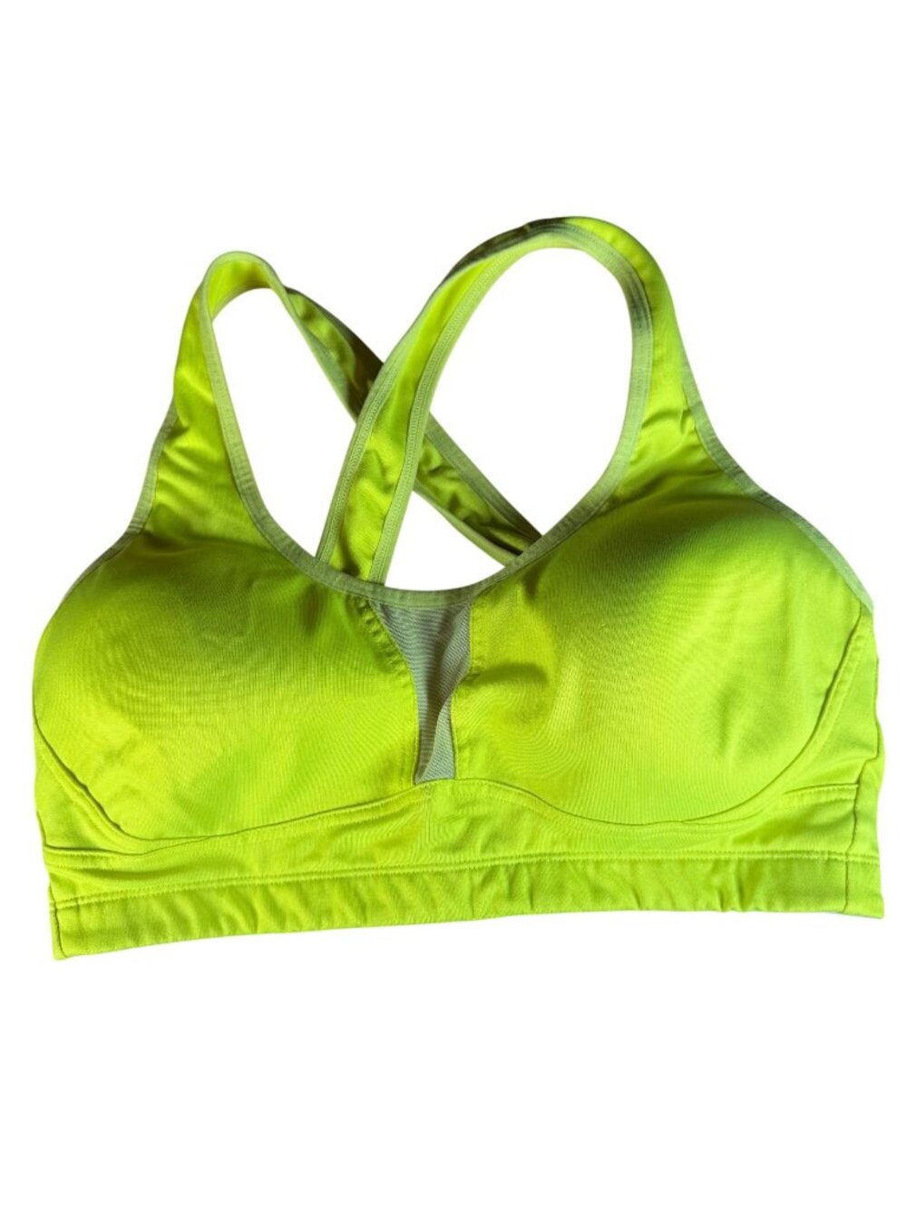 Saucony Curve Crusades Neon Yellow Green Padded Sports Bra Size 36C
